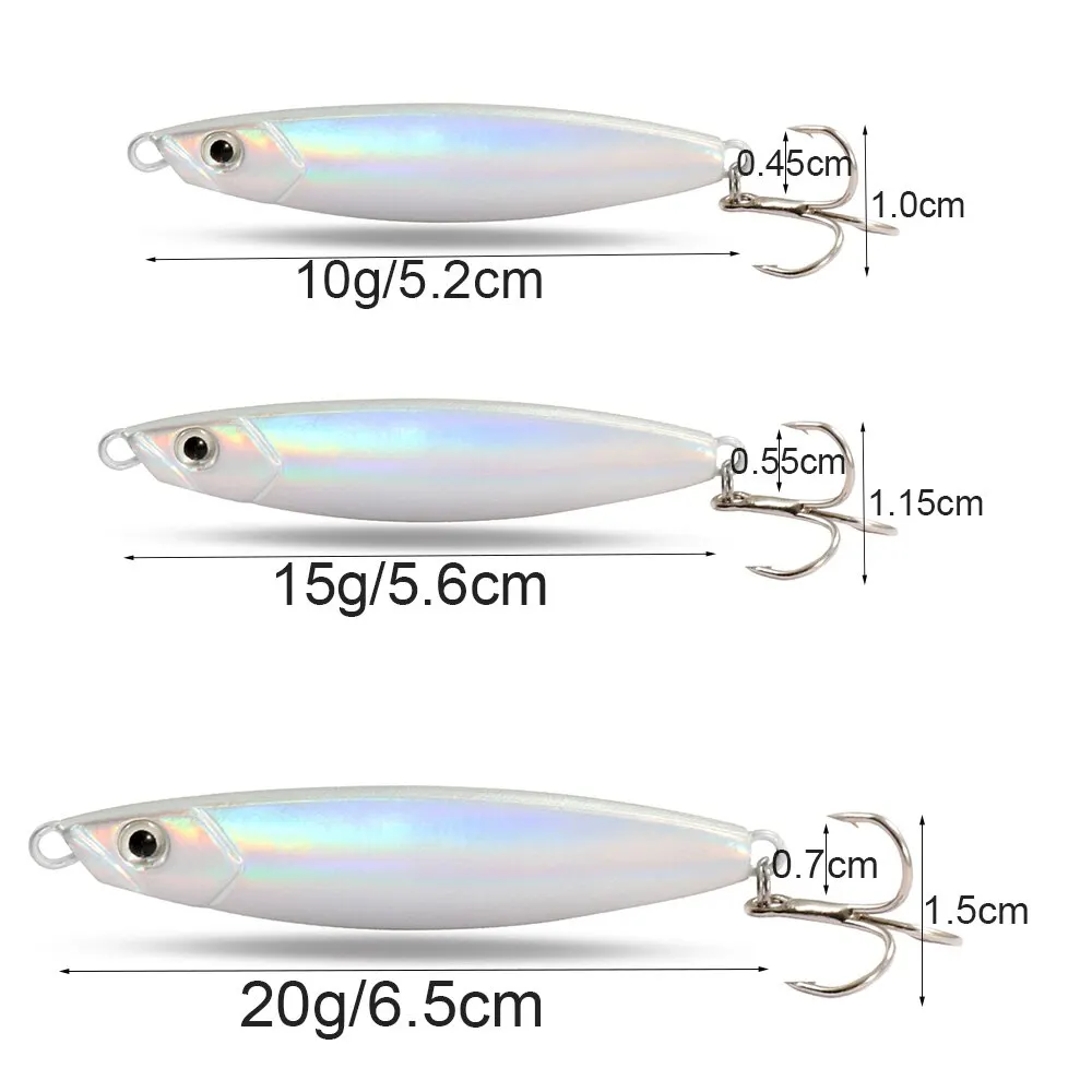 Metal Jig Fishing Lure 20g Shore Cast Hook Swimbait Artificial Bait Laser Cover Pesca Sea Pike Bass Accessories Spinning Tackle