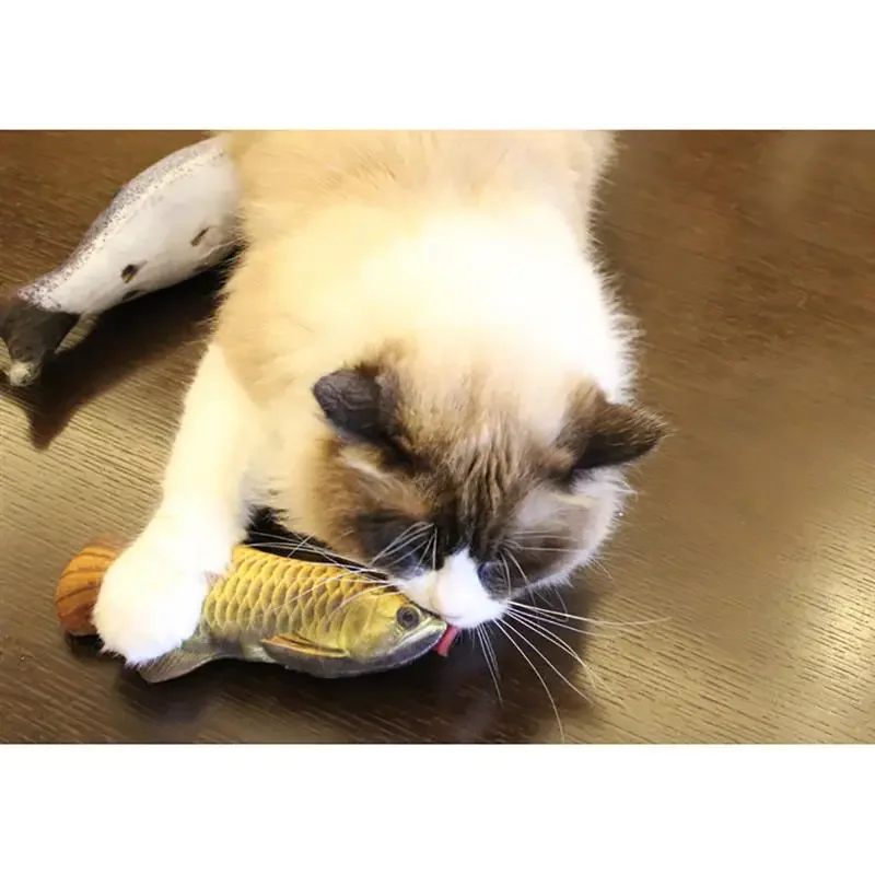 สัตว์เลี้ยง Soft Plush 3D Fish Shape Cat ของเล่นของขวัญปลา Catnip ของเล่นตุ๊กตาหมอนตุ๊กตาจำลองปลาเล่นของเล่นสำหรับ Pet