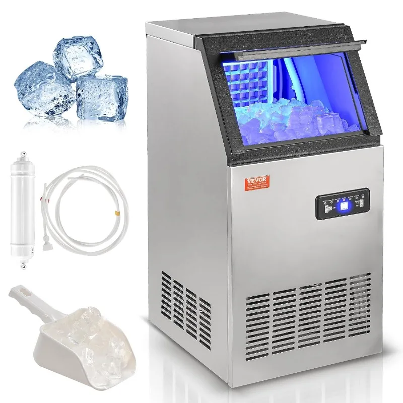 

Commercial Ice Maker Machine, 100 lbs/24H with 27.5 lbs Storage Capacity,LED Digital Display for Home Office Restaurant