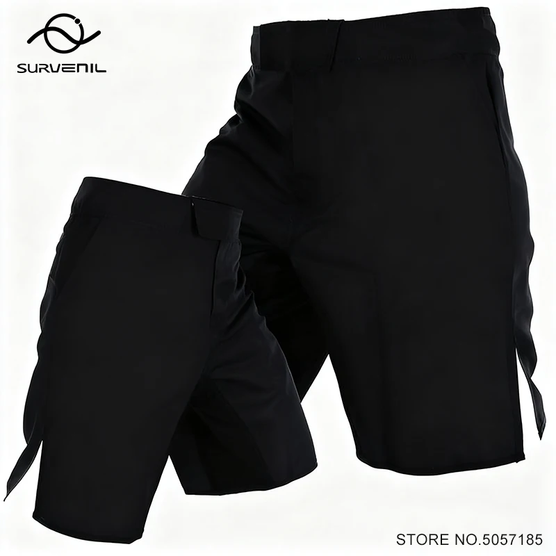 Men's MMA Shorts Plain Black Fight Training BJJ Jiu Jitsu Grappling Kickboxing Shorts No Logo Sparring Muay Thai Boxing Pants