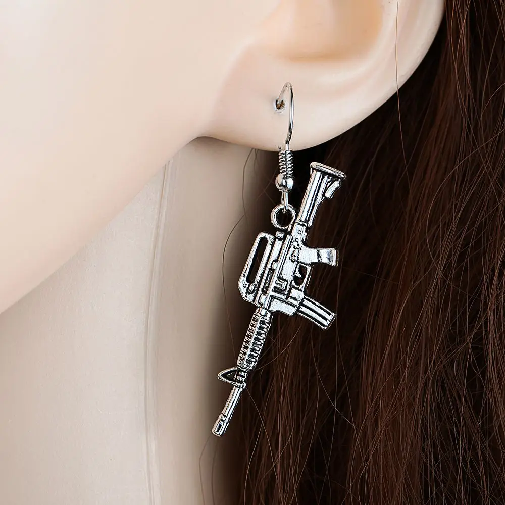 New Handcuffs Toothpaste Jewelry Accessories Gun Blade Pistols Punk Earrings Dangle Drop Hook Earring