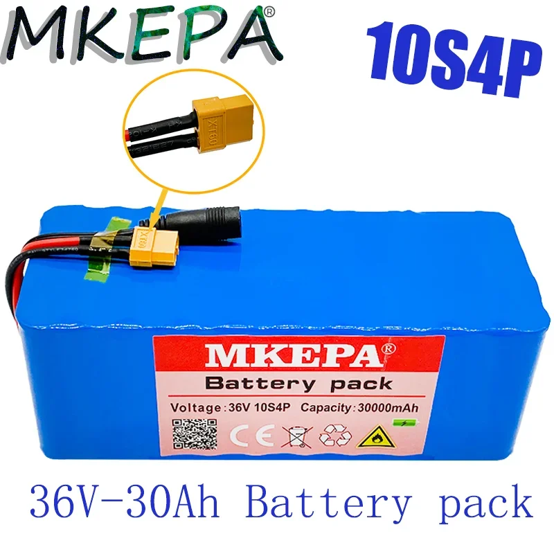 36V 10S4P 30Ah battery pack 500W high power battery 42V 30000mAh Ebike electric bicycle BMS 42v battery with xt60 plug