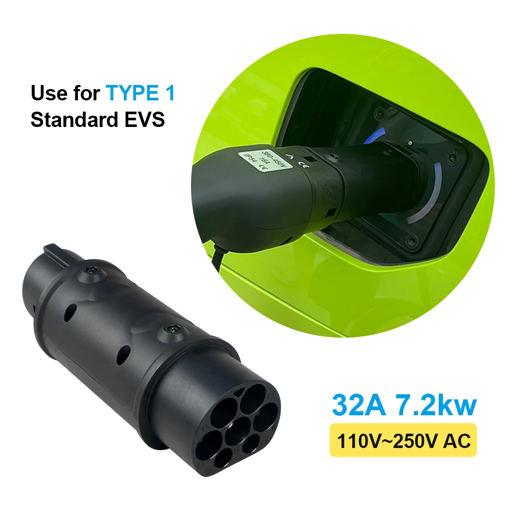 EV Charger Adapter Type2 IEC 62196 To Type1 J1772 Converter 16A 32A For Electric Vehicle Charging Connector