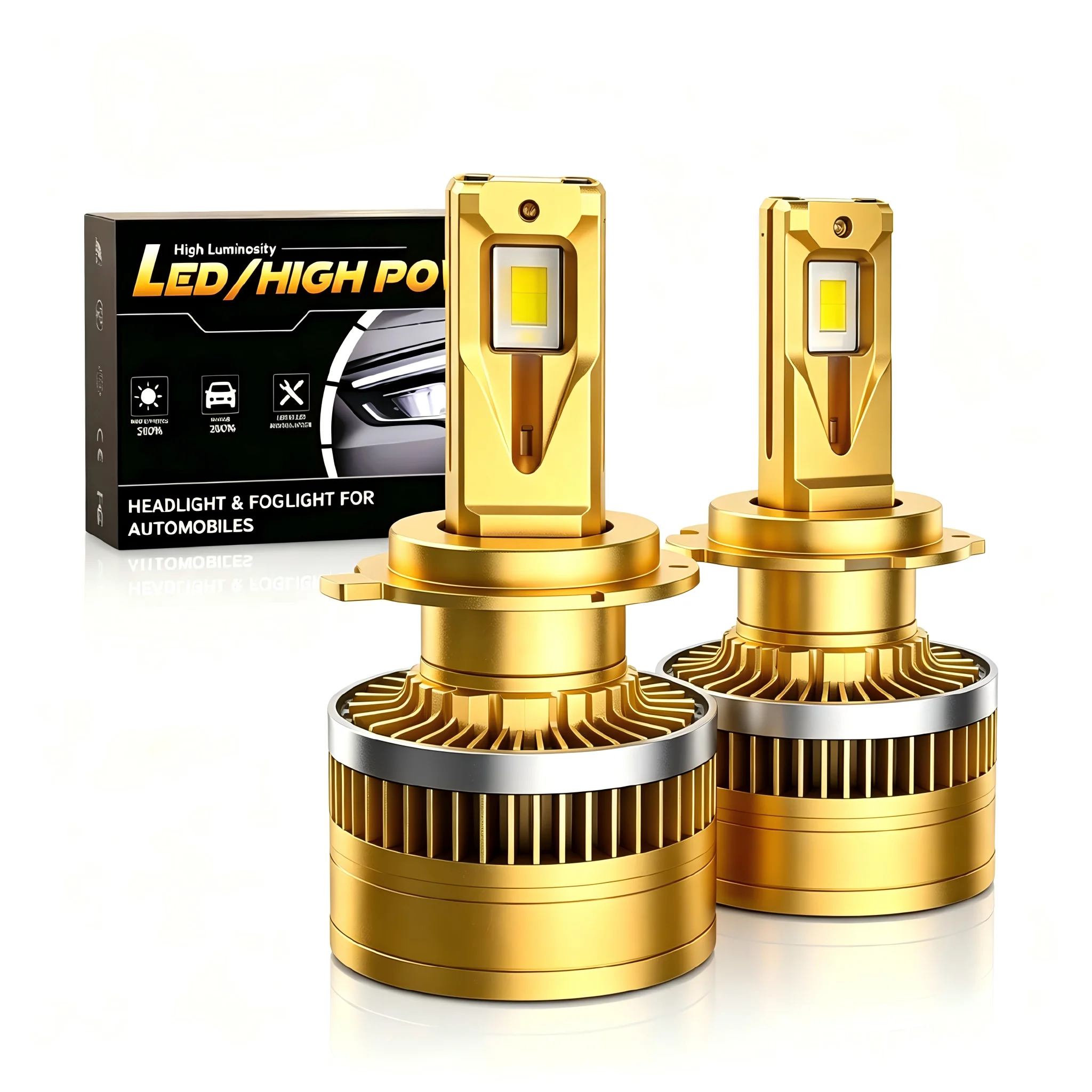 2Pcs FT-HL-07 Car LED Headlight Bulbs 130-210W 80000LM 6000K IP68 6 Copper Tubes 9-36V H3 H7 H11 H4 9005 9006