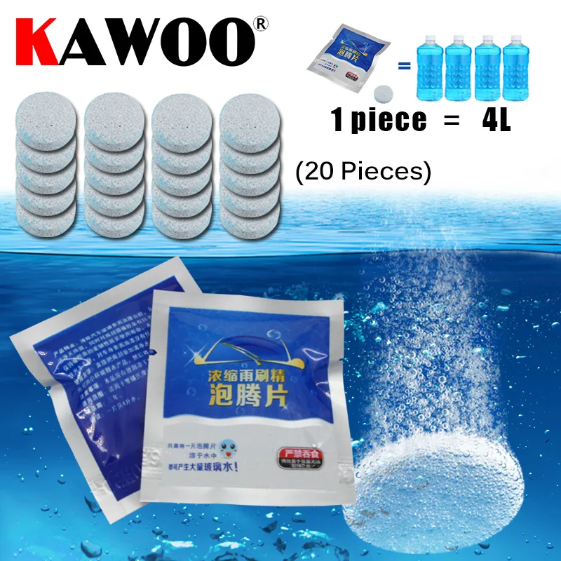 

KAWOO 20PCS/Pack Windscreen Glass Cleaning Tablet Car Wiper Auto Window Windscreen Cleaning Car Windshield Glass Cleaner Washer