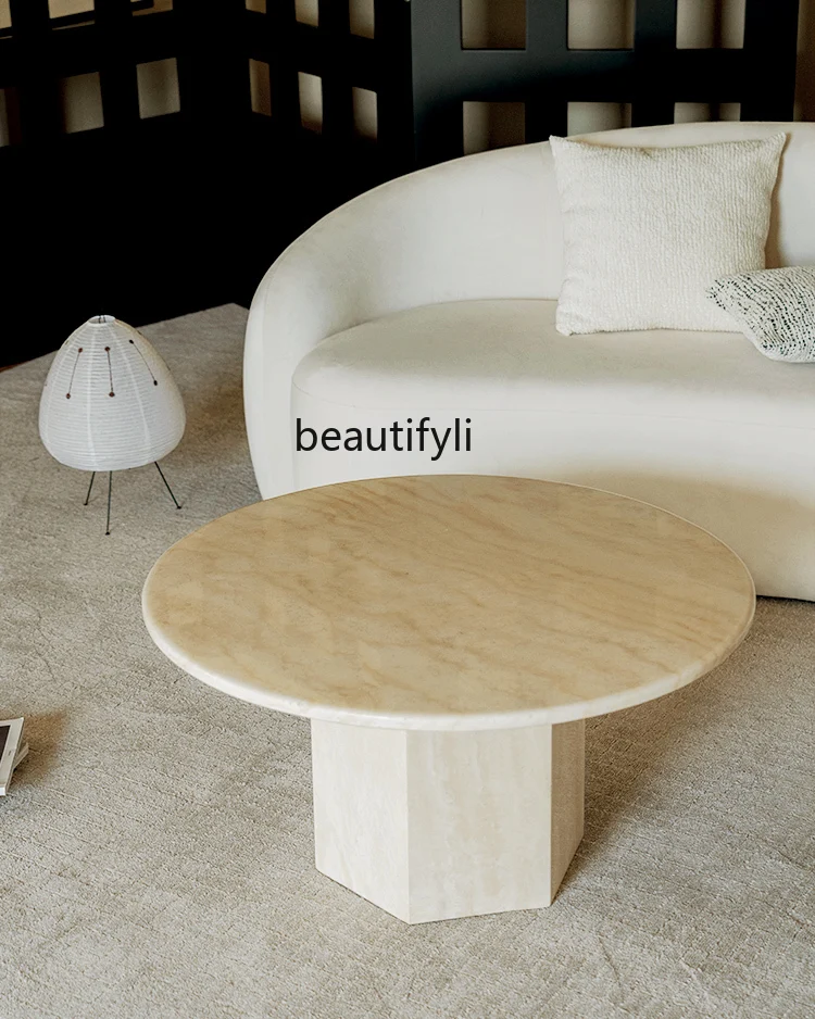 Tea Table/Retro Coffee Table B & B Tea Table Combination over White Travertine Art Side Table