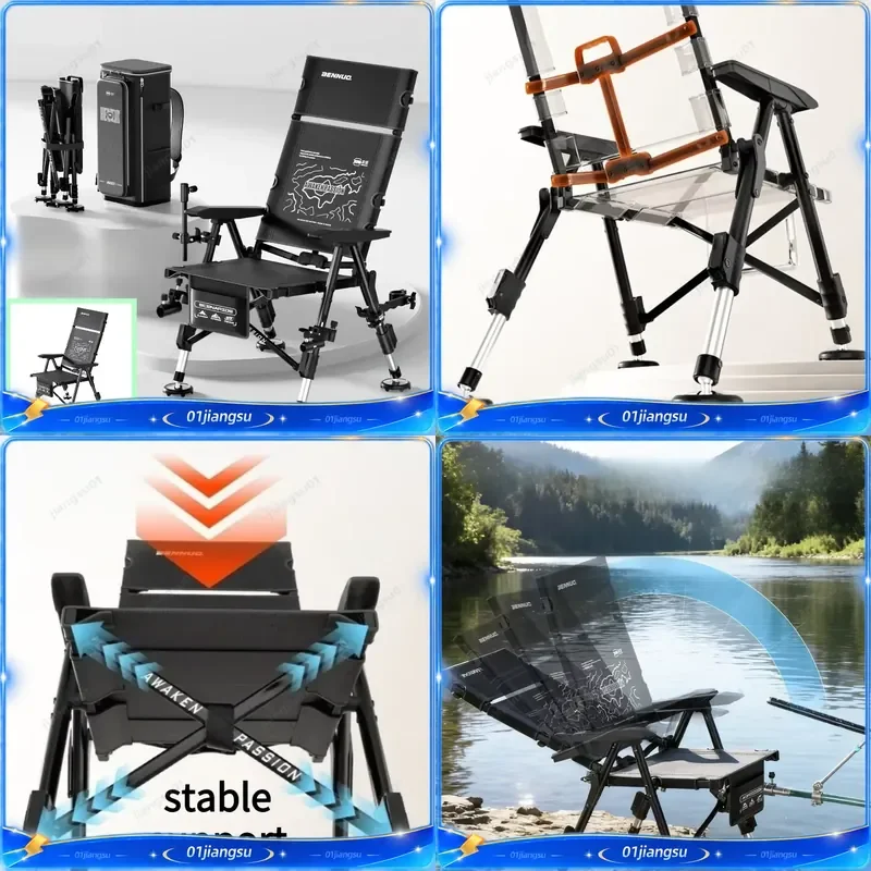 Ultra Light Folding Fishing Chair Portable Carbon Steel Sturdy Outdoor Camp Seat Large Durable Tackle Equipment for Angling