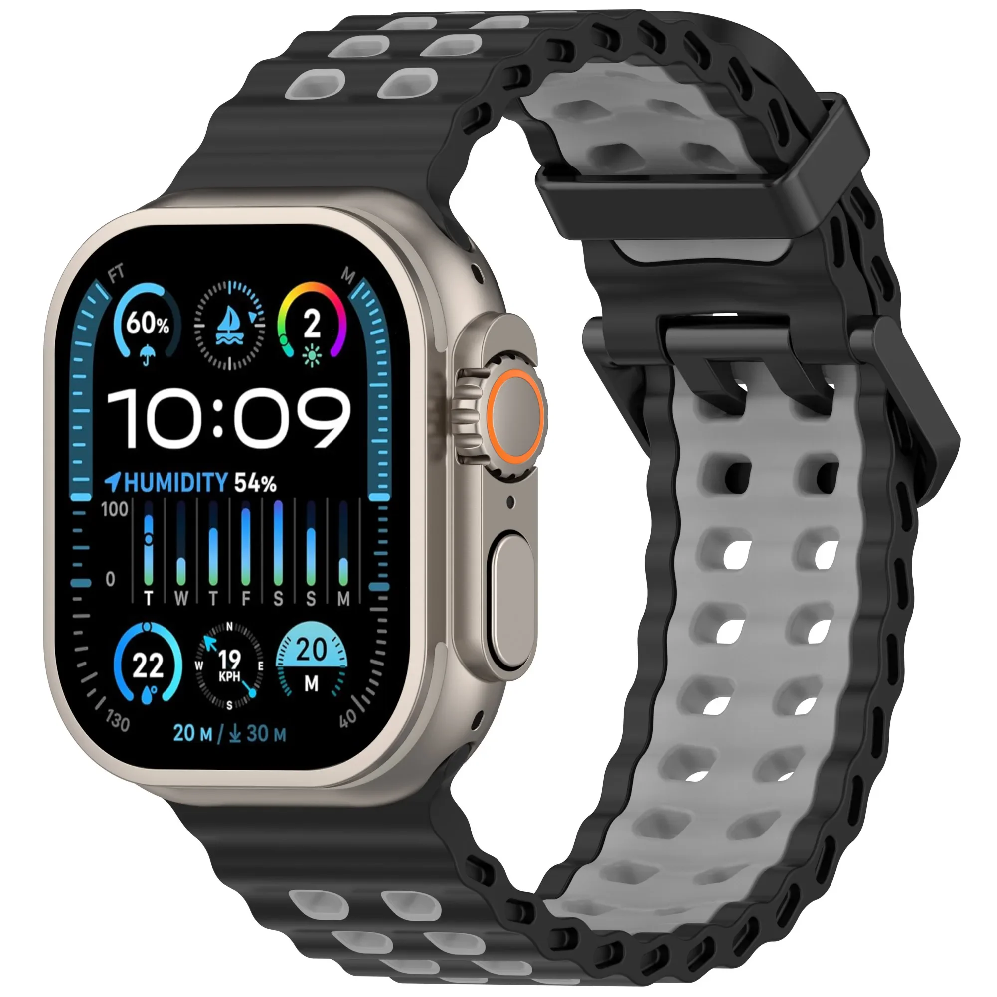 حزام سيليكون قابل للتنفس لساعة أبل الترا 3/2 49 ملم 11/10 46 ملم 45 ملم 44 ملم سوار معصم رياضي iWatch Series 9 8 7 6 5 4 SE Band