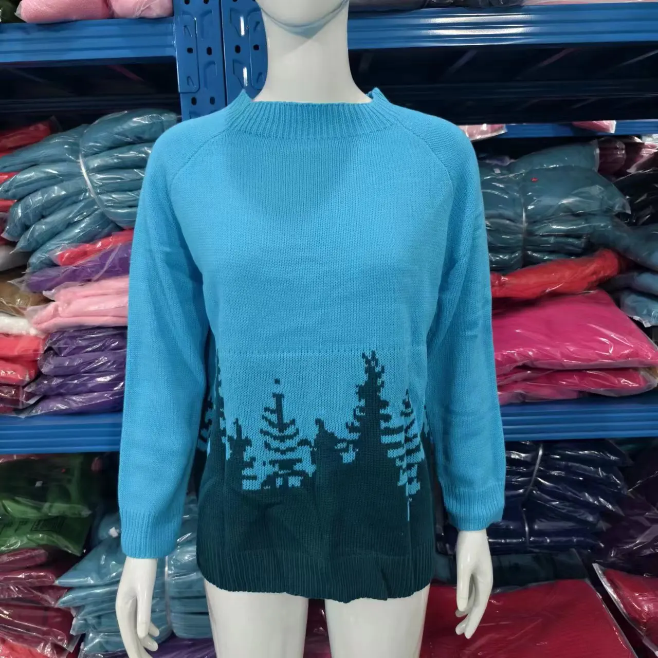 2026 women's new fashion trend commutin versatile temperament round neck color matching loose fashion pullover sweater for women