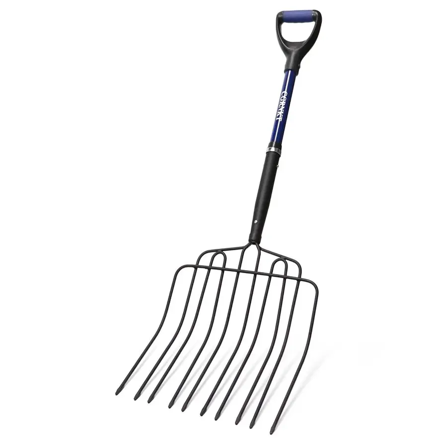 

Вилка с шагом для садоводства, сверхмощная вилка для мульчирования с ручкой из стекловолокна, широкая вилка для сена для постельного белья для компоста, фермы, 45 я