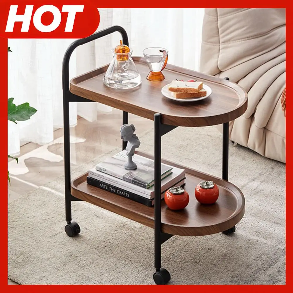 

Угловой столик из орехового дерева в скандинавском стиле, большой вместимости, передвижной, износостойкий, приставной столик-тележка для чтения книг, чая, вазы