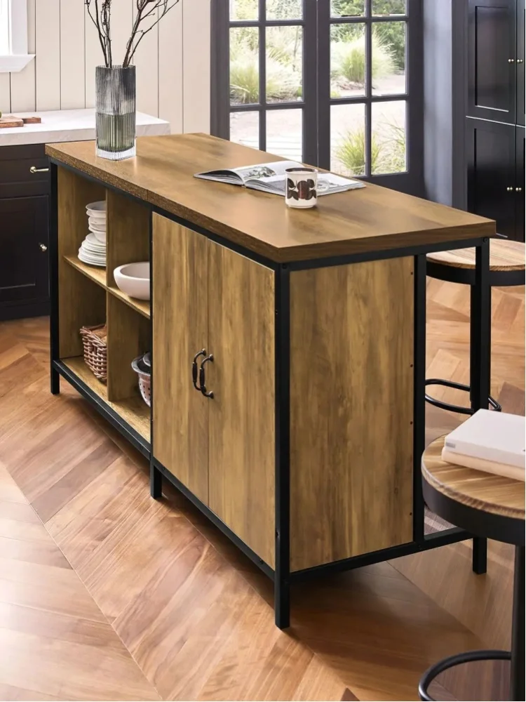 SoBuy KNL01-F Kücheninsel freistehend Küchenschrank Highborad Kommode Schrank Sideboard Bartisch Buffet Industrie-Design