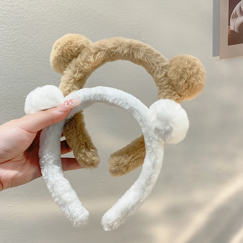 AISHG Cute Bear Ear Hair Band Women Plush Hariy Headband Lovely Stuffed Hoop Hairband Cartoon Bundle Girls Hair Accessories