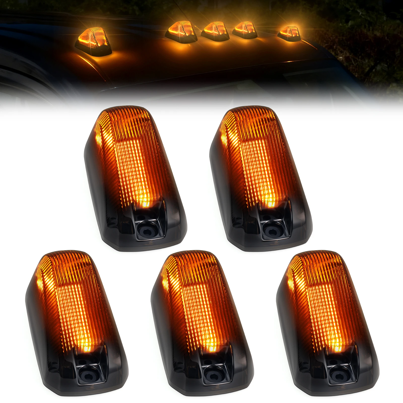 

5pcs Smoked/Clear Cover LED Cab Roof Marker Lights Signal Lamp For Dodge Ram ProMaster 1500 2500 3500 (facelift) 2014-2020