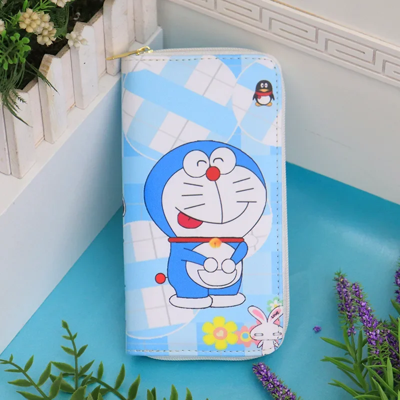 

New Doraemon Long Wallet Cartoon Print Multifunctional Purse Zipper Card Holder Mobile Phone Bag Storage Coin Purse Kids Gift
