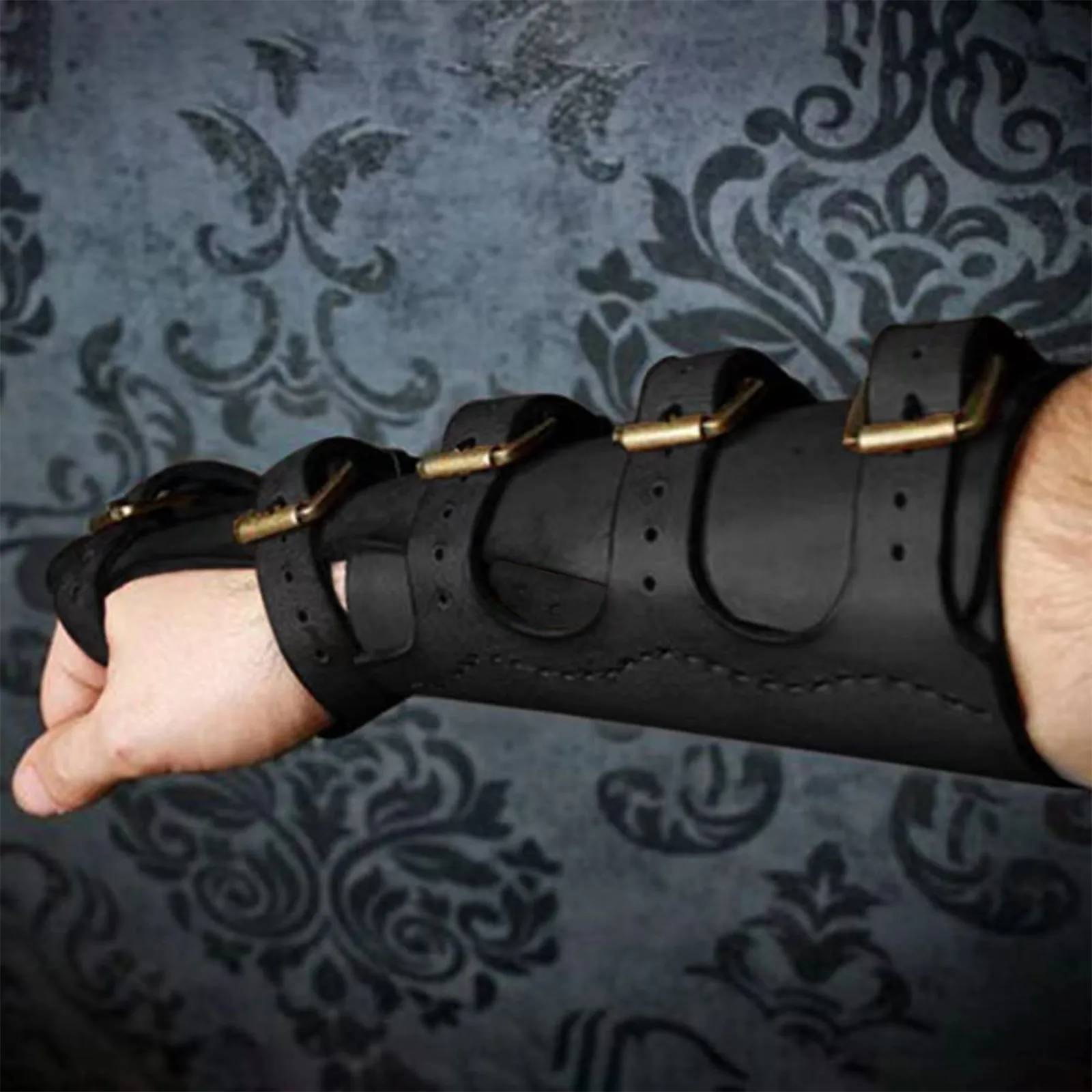Medieval Viking Wristband Gauntlet Vambrace Arm Cuff Armor Steampunk Gothic Leather Glove LARP Men Knight Costume Buckled Bracer