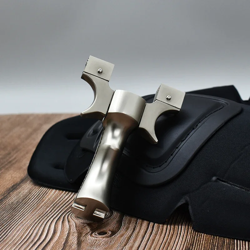 Aluminum Alloy Handle Metal Slingshot Textured Grip High Precision Outdoor Shooting Catapult for Adults Portable