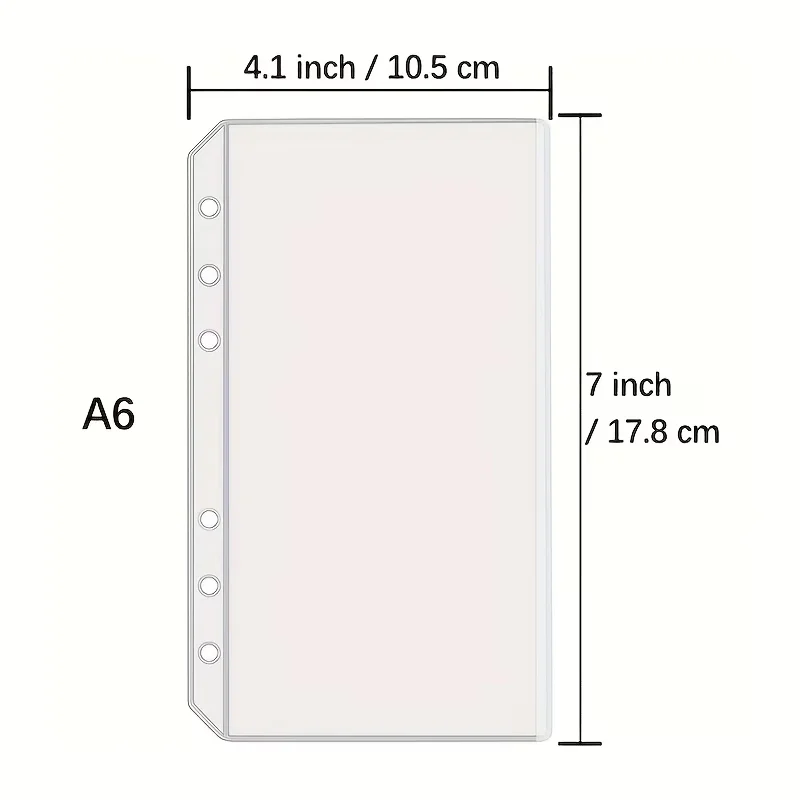 13/26 Pcs A6 Clear PVC Ring Binder Pockets For Budget Planning Books, Cash Envelope Systems Receipts Notes Documents For Office