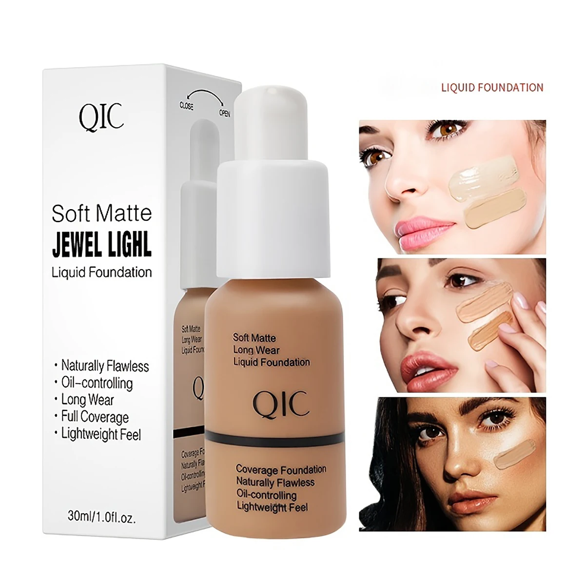 QIC Makeup Skin Evolution Liquid Foundation Oil-Control Face Make Up Concealer Brighten Highlighter Bronzer Corrector Cream