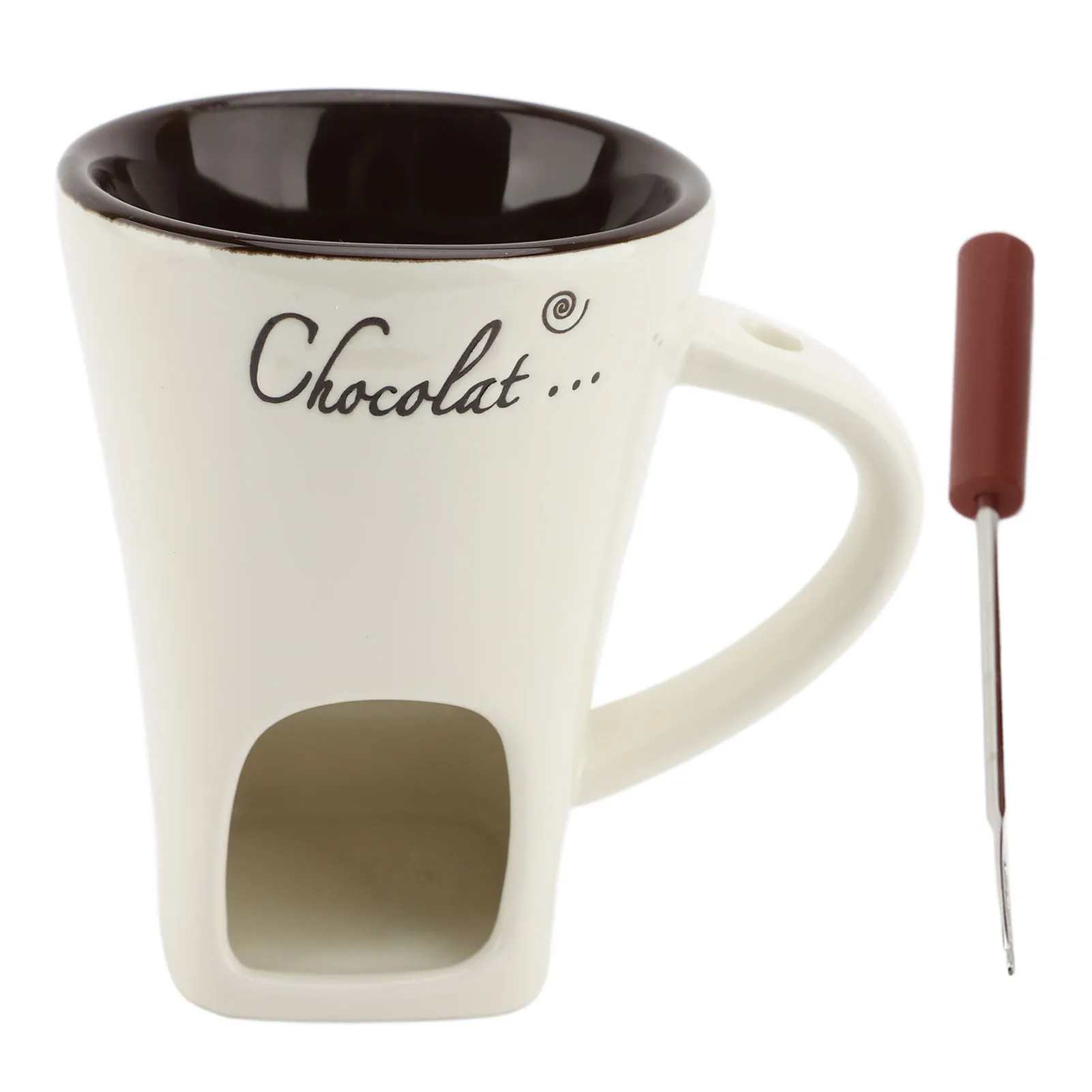 Chocoladesmeltbeker Chocoladesmeltfonduemok Keramische boterwarmer Pot Chocoladesmeltbenodigdheden met vork voor keuken