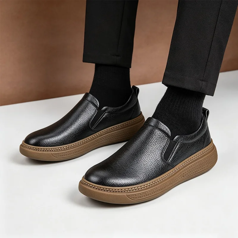 100% Genuine Leather Shoes Men Loafers Non-slip Cowhide Soft Comfort Mens Casual Driving Shoes Fashion Brand Male Footwear D988