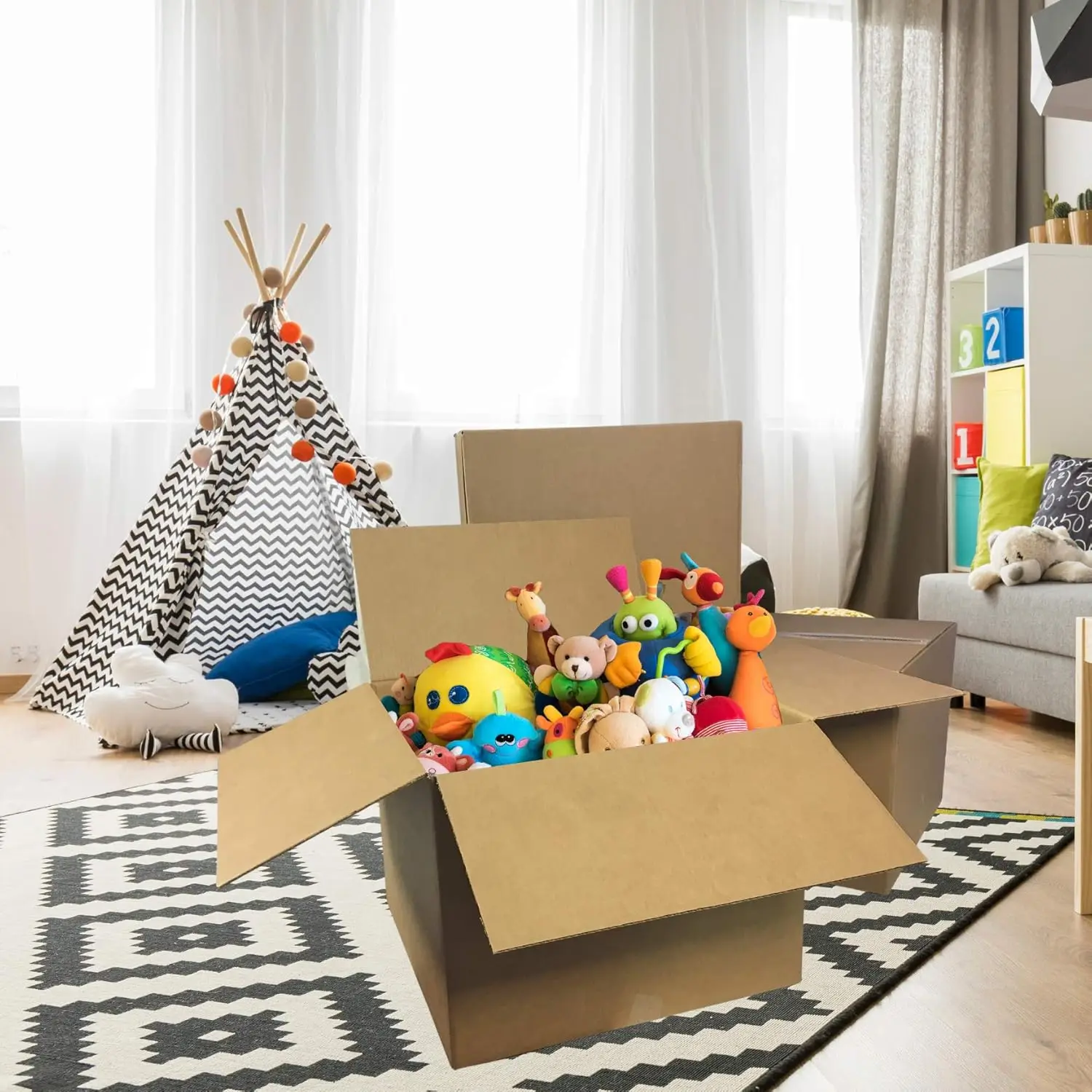 Grandes caixas móveis 20x20x15 polegadas, pacote com 12 recipientes de armazenamento resistentes para casa e escritório