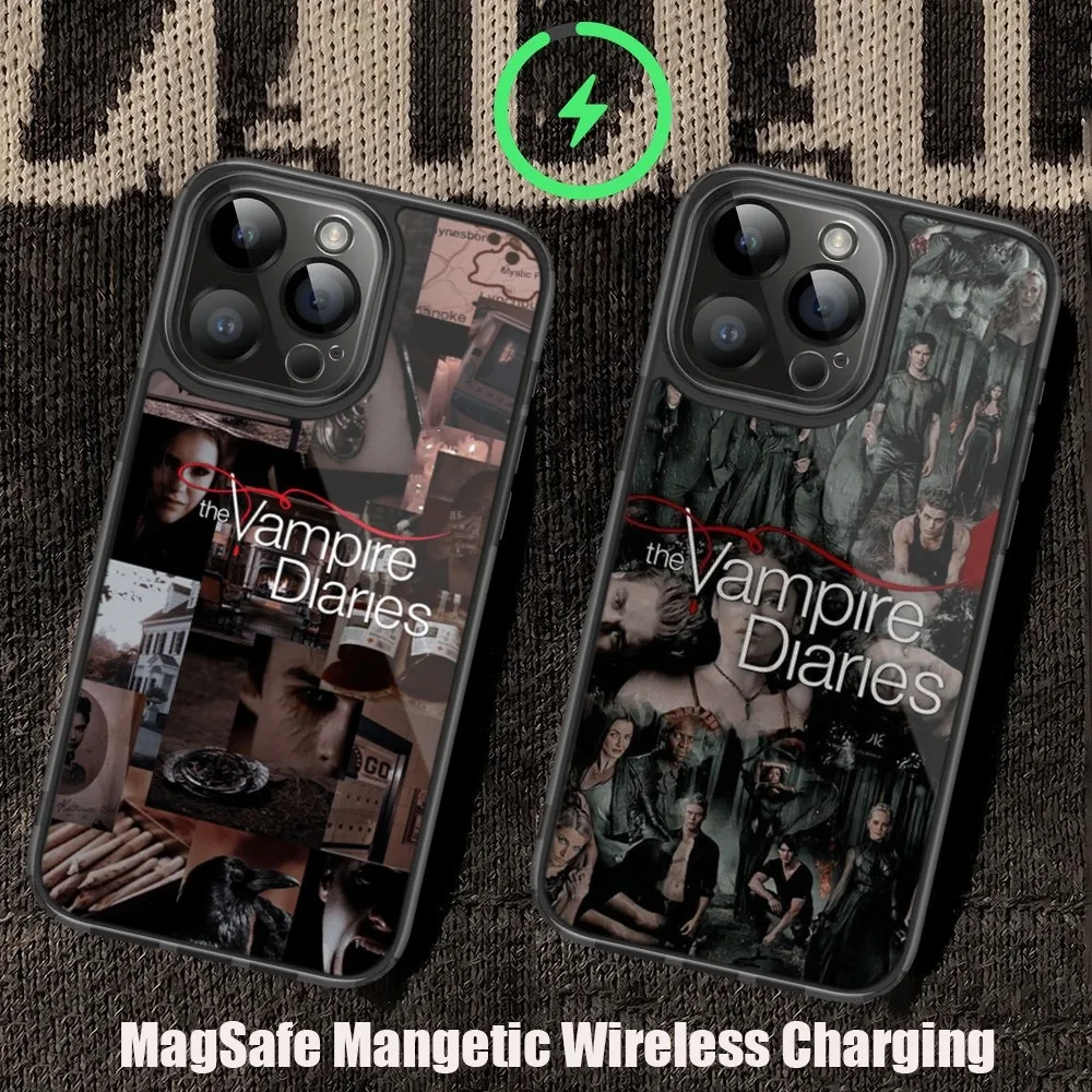 The V-Vampire D-Diaries Drama Phone Case For iPhone 11 12 13 14 15 Pro Max Plus Mini Magsafe Magnetic Wireless Charging Shell