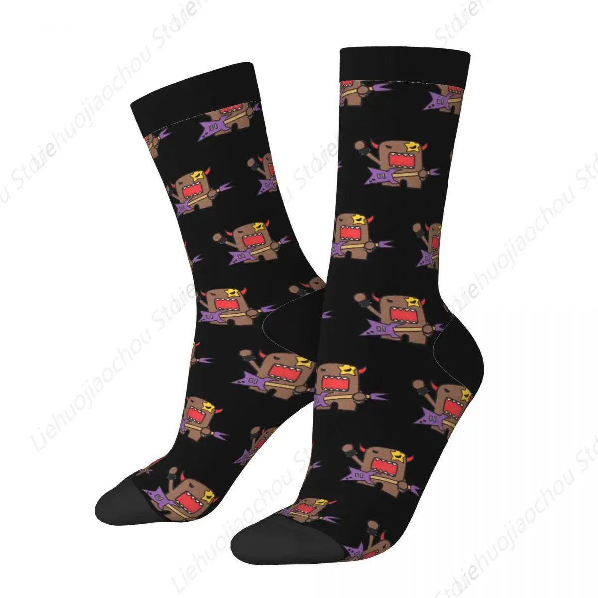 Casual Domo Kun Rocker Basketball Socks Polyester Long Socks for Women Men Non-slip