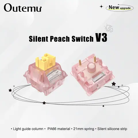 Outemu Silent Peach V3 Switch tastiera meccanica interruttori lineari Lightguide Pole 5 Pin Hot swap PA66 Pre Lubed POM 21mm spring