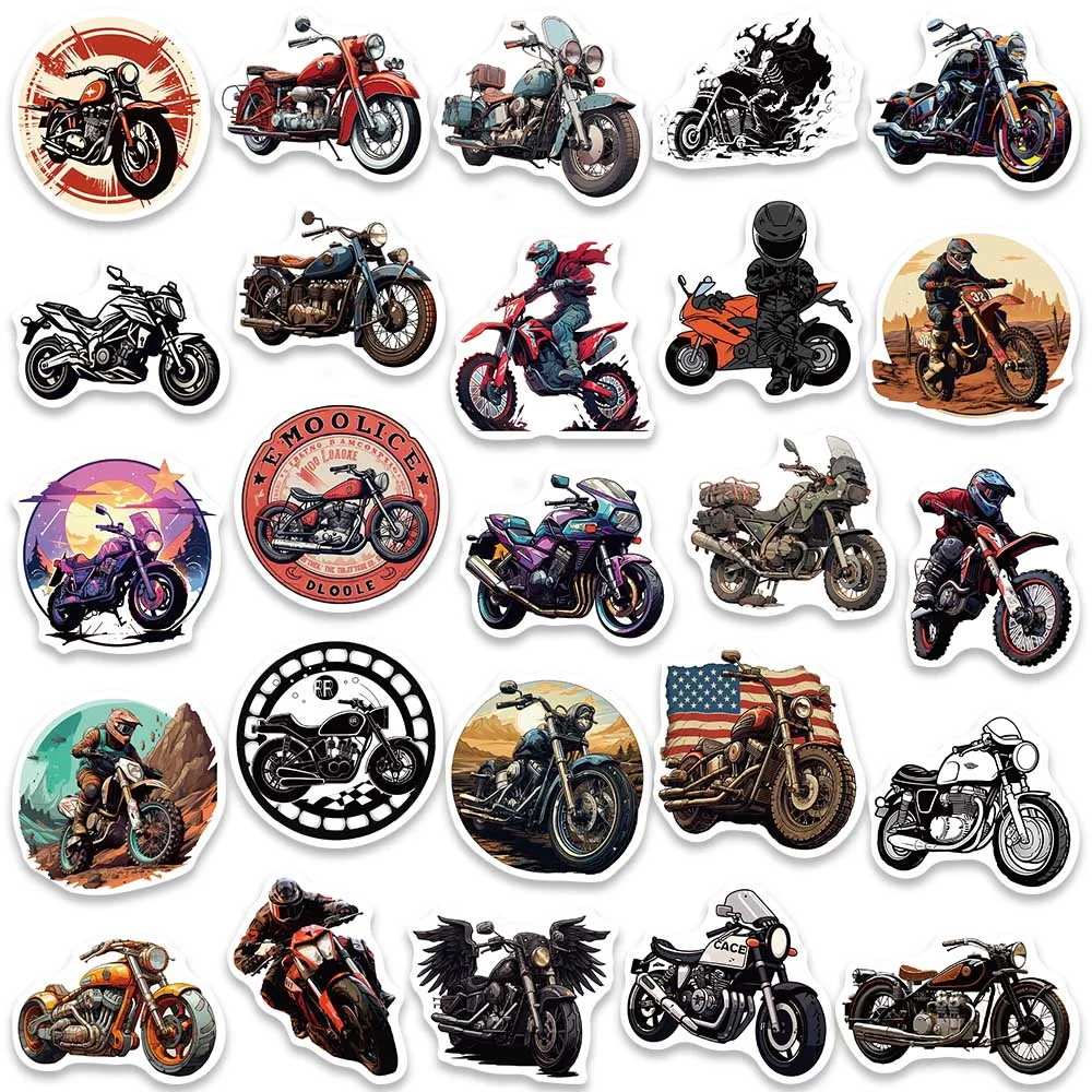 50pcs Cool Punk Cartoon Motorcycle Graffiti Stickers For Laptop Phone Guitar Luggage Bicycle Car Vinyl Waterproof Decals