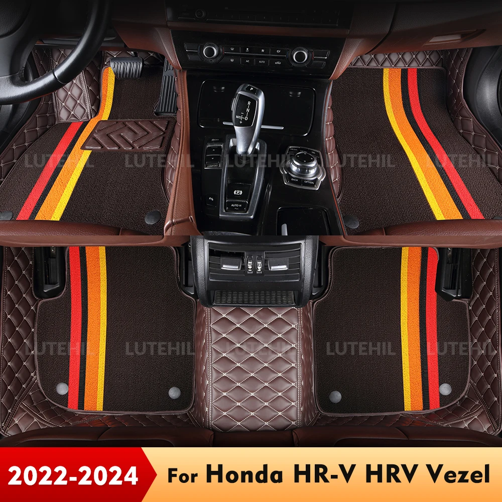 

For Honda HR-V HRV Vezel 2022 2023 2024 Double Layer Car Floor Mats Custom Auto Foot Pads Carpet Cover Interior Accessories