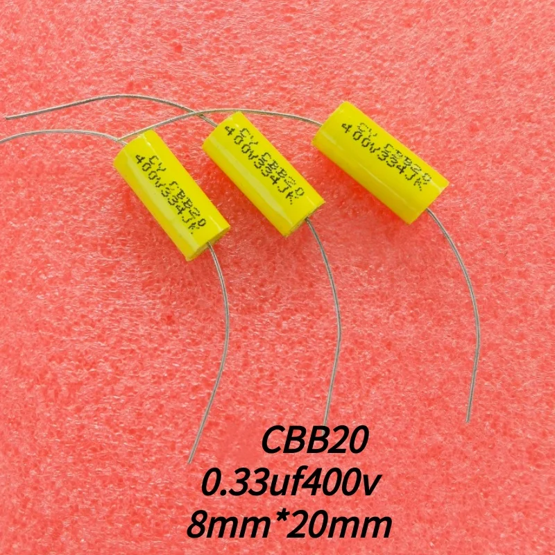 

10PCS CBB20 Axial Capacitor 330nf 400v 0.33uf 400v 334 400v 8X20mm