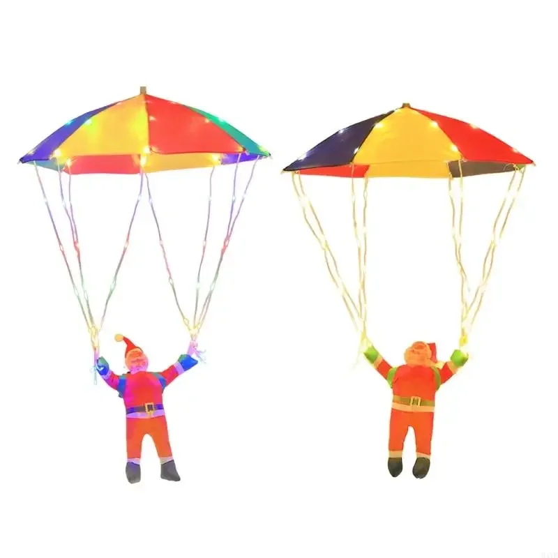 Holiday Santa Parachute Solar Decoration Light for Stairs Window Indoor Outdoor Christmas String Light Easy Installation D2RD