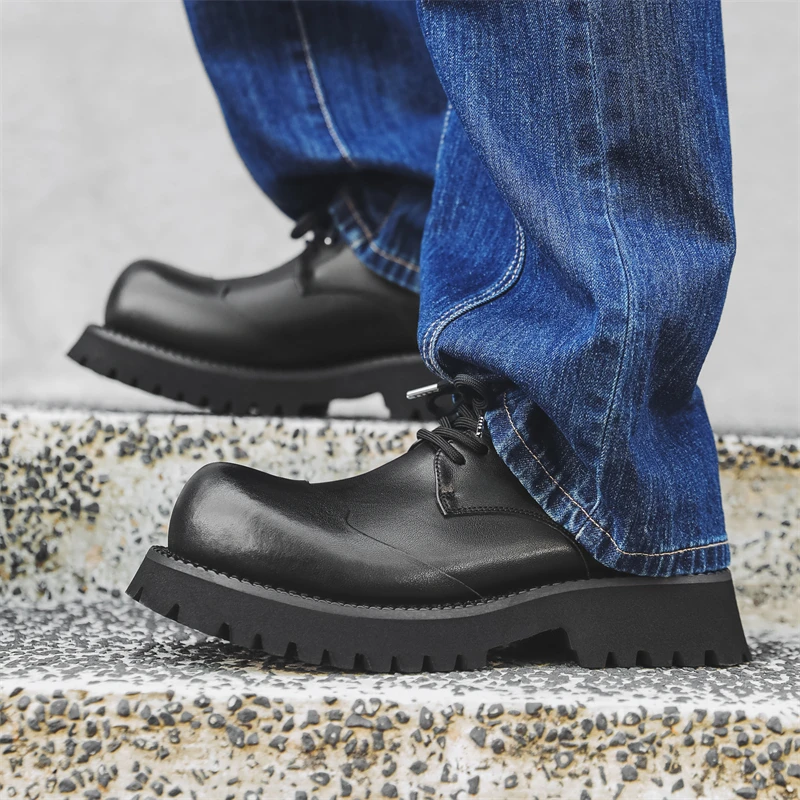 サイズ 38-46 ビジネスメンズ厚底ダービーシューズ黒人男性カジュアル快適なトレンディな作業服革靴宴会靴男性