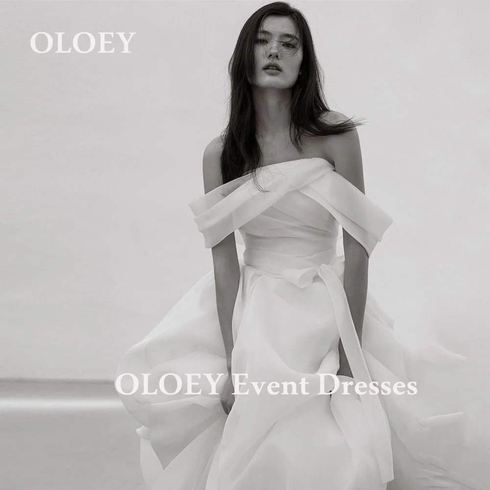 

OLOEY Elegant Pleats Silky Organza Wedding Dress Korea Photo Shoot Cape Sleeves A Line Ivory Bridal Gown Floor Length Customized