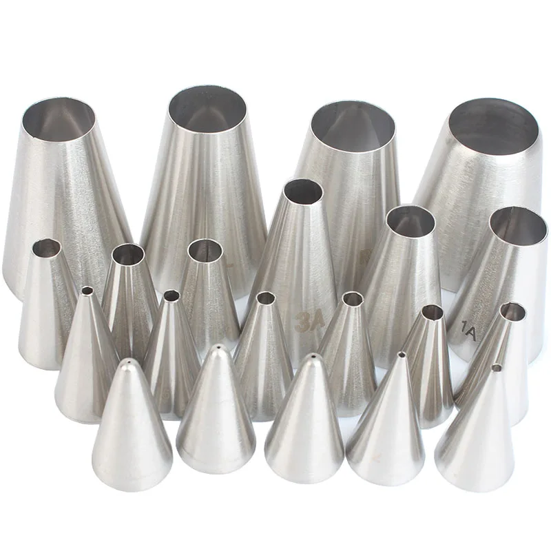 21pcs Round Metal Cake Cream Decoration Tip Stainless Steel Piping Icing Nozzle Pastry Tools