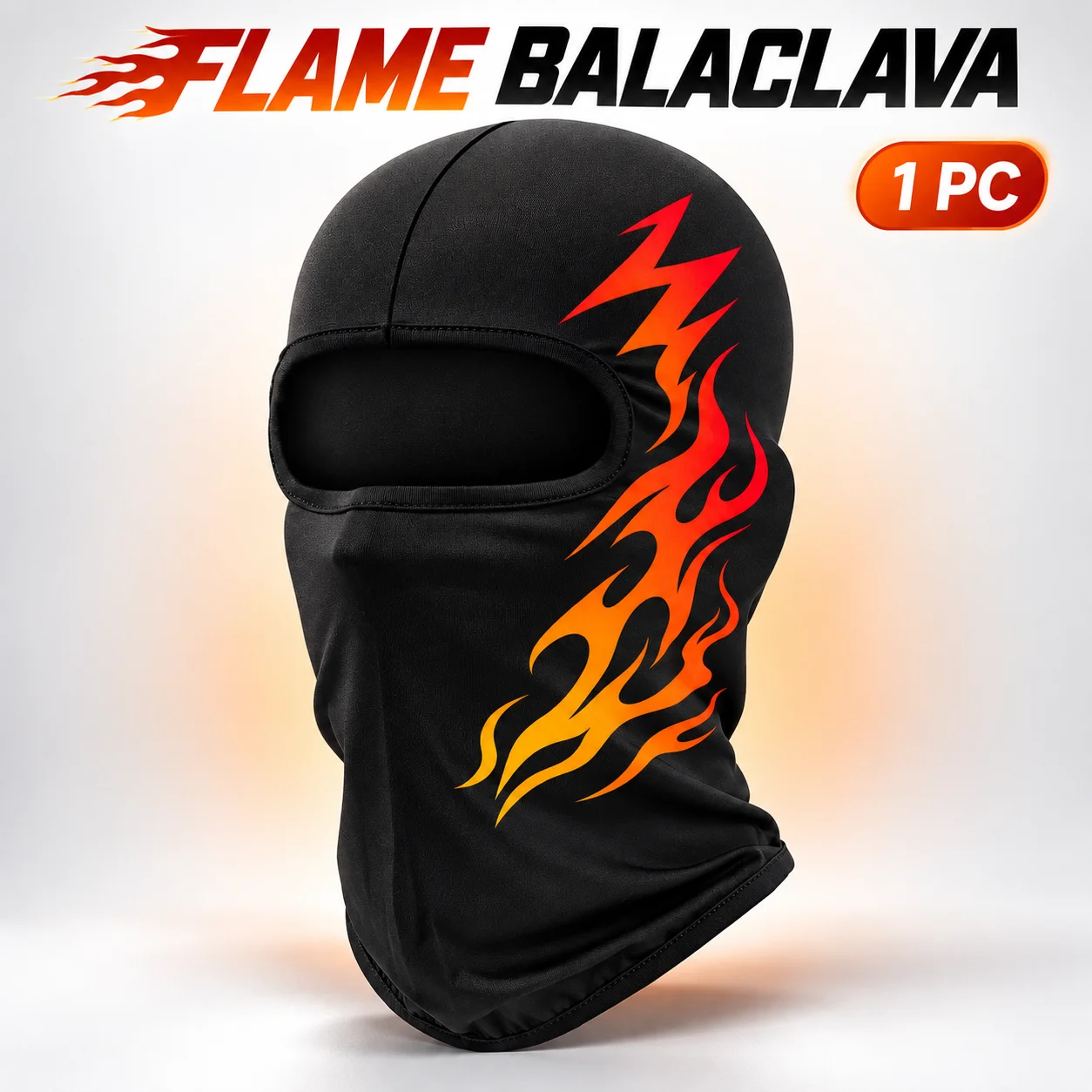 1PC Flame Print Balaclava Face Mask, Unisex Stretch Full Face Cover, Cool Motorcycle Riding Skiing Outdoor Headwear