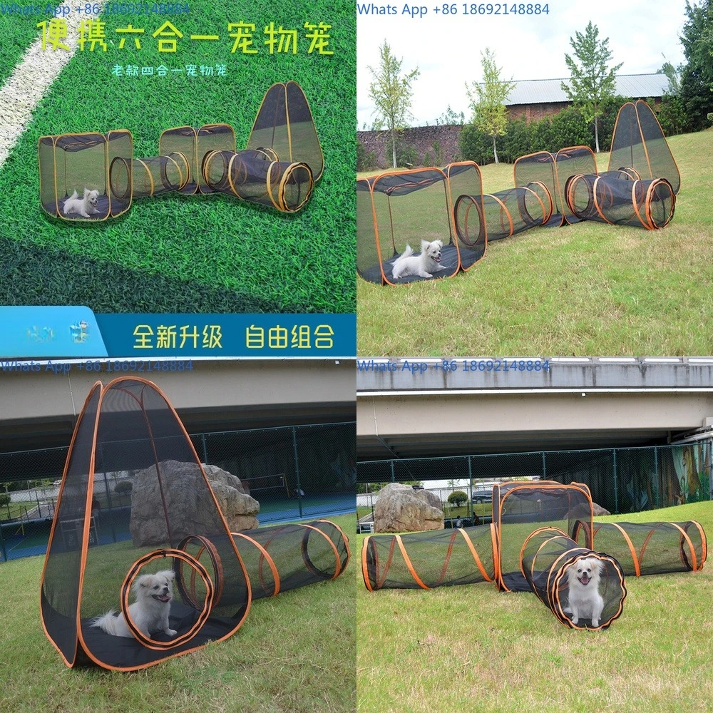 

Foldable Pet Playpen for Dogs and Cats Outdoor Enclosure with Game Tunnel