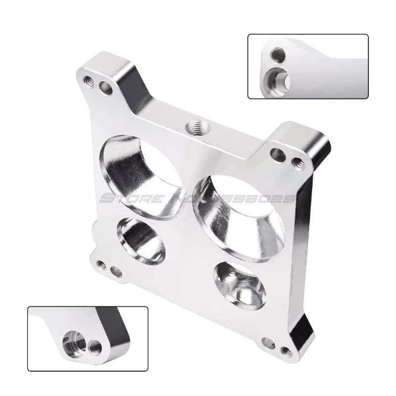 Edelbrock 2696 Vergaseradapter mit vier Löchern, quadratischer Bohrung auf Spread-Bore-Ersatz für Quadrajet Thermo-Quad Verteilerrohre. – Detail 6