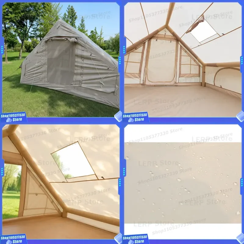 Outdoor Inflatable Tent 6.3sqm Entry-Level Single Door 210D Oxford Khaki Glamping Air Cabin Simple Operation Affordable