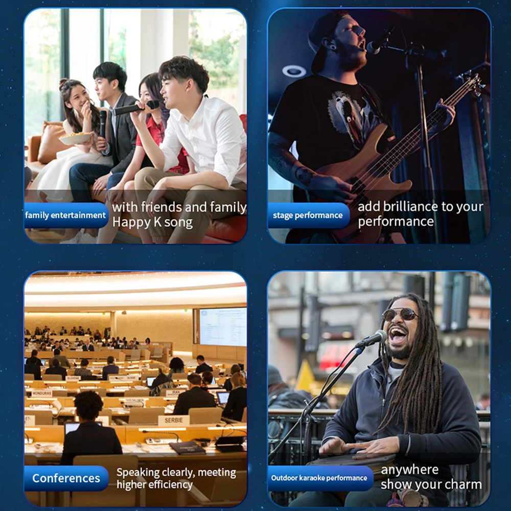 G-MARK GLC440 ไมโครโฟนไร้สาย 4 ช่องระบบมืออาชีพคาราโอเกะไมโครโฟนความถี่คงที่สําหรับปาร์ตี้ลําโพงแสดง