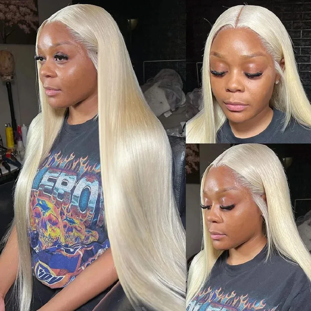 44 46 pulgadas 13x4 13x6 HD pelucas frontales de encaje 613 peluca de cabello humano Frontal de encaje recto de color rubio 200 cabello humano Remy de densidad