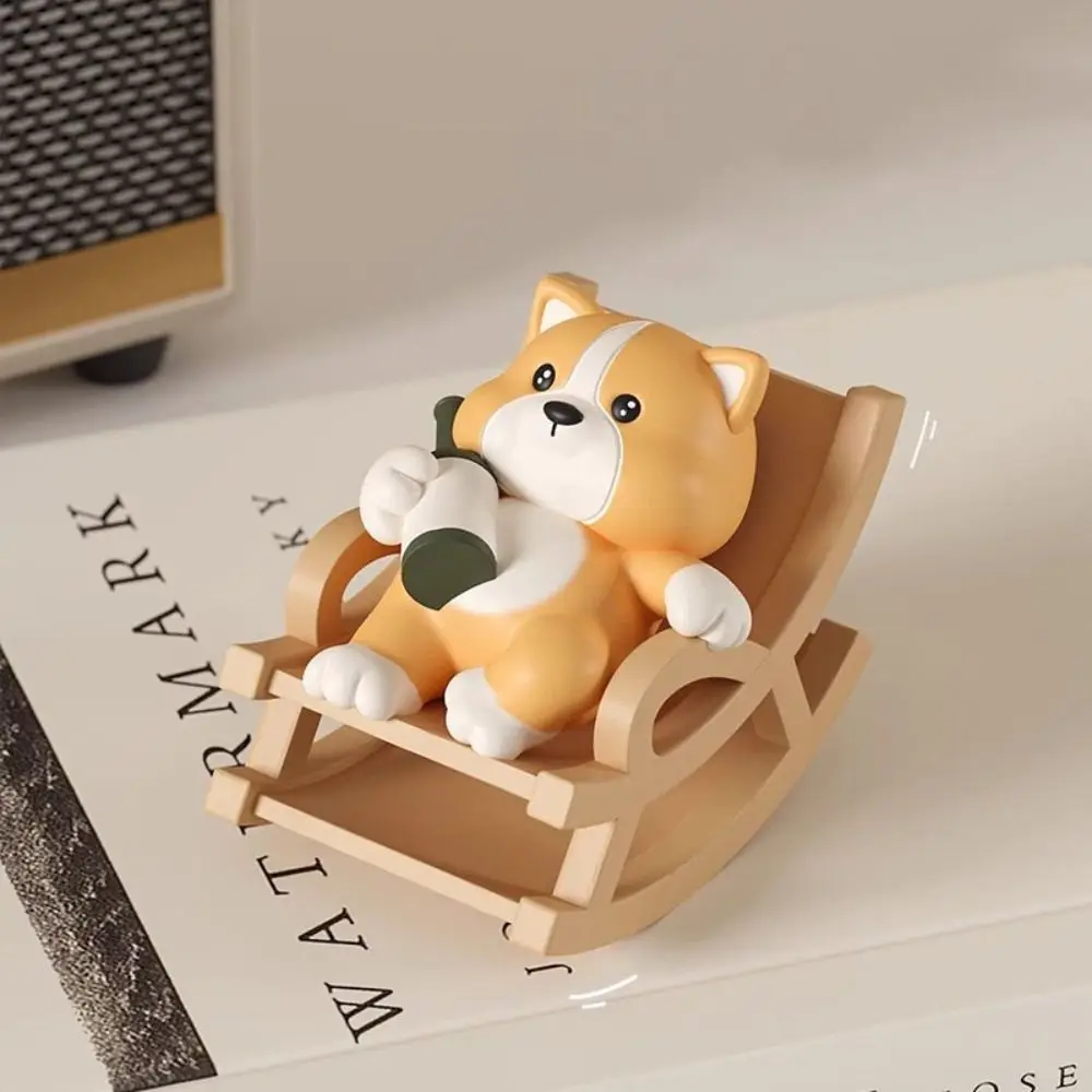 Chaise à Bascule en Résine de Cochon, Figurine Miniature de Dessin Animé Jetable, Micro Statue de Paysage, Jouet Modèle d'Animal de Dessin Animé, Artisanat