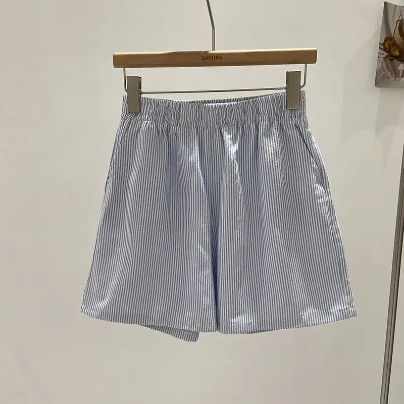 Pantaloncini a righe casual semplici giapponesi Estate da donna Nuovi pantaloni larghi larghi versatili quotidiani