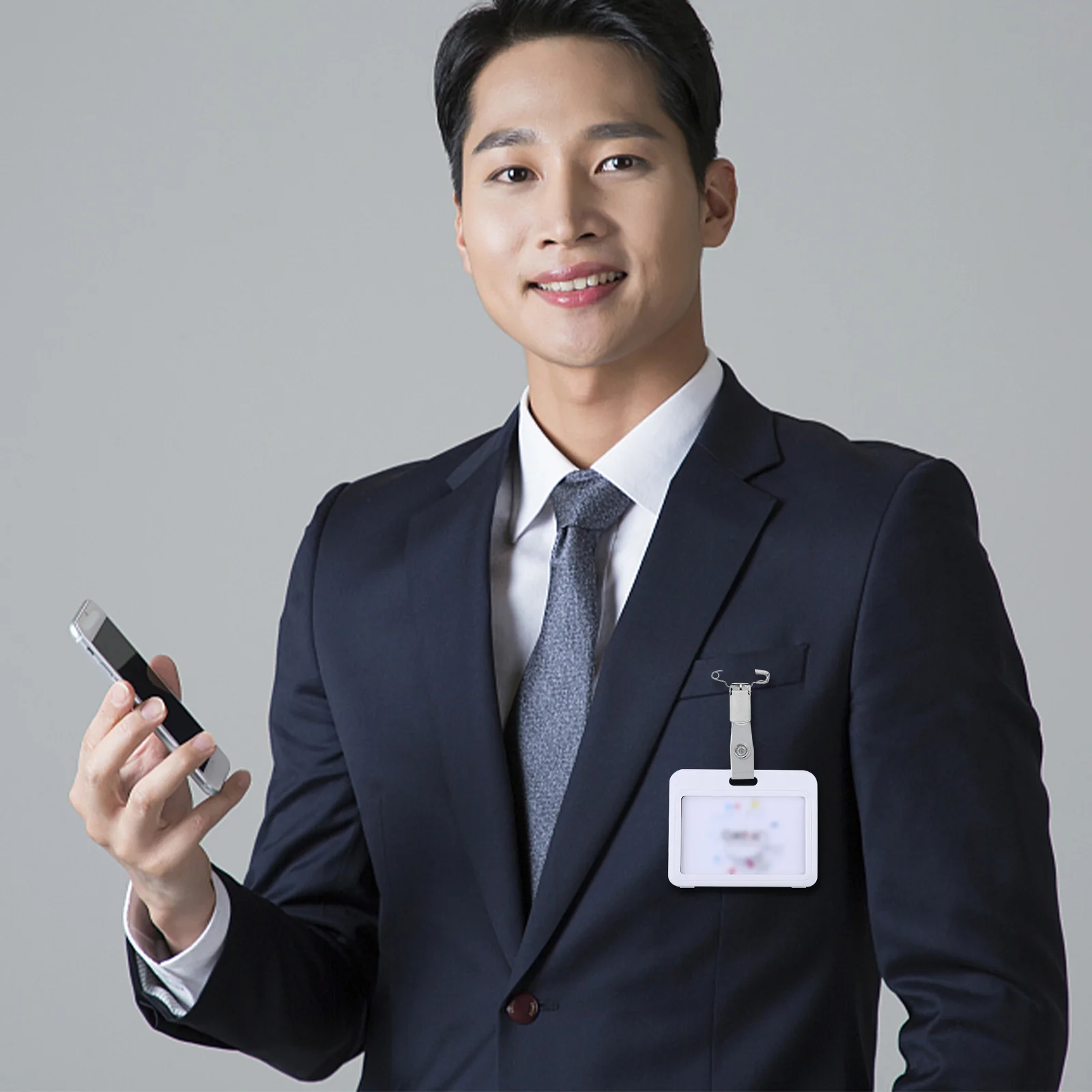 

10Pcs Metal Badge Clips Strong Grip Id Card Holders Clear PVC Strap Name Tag Clips Professional Office Supplies