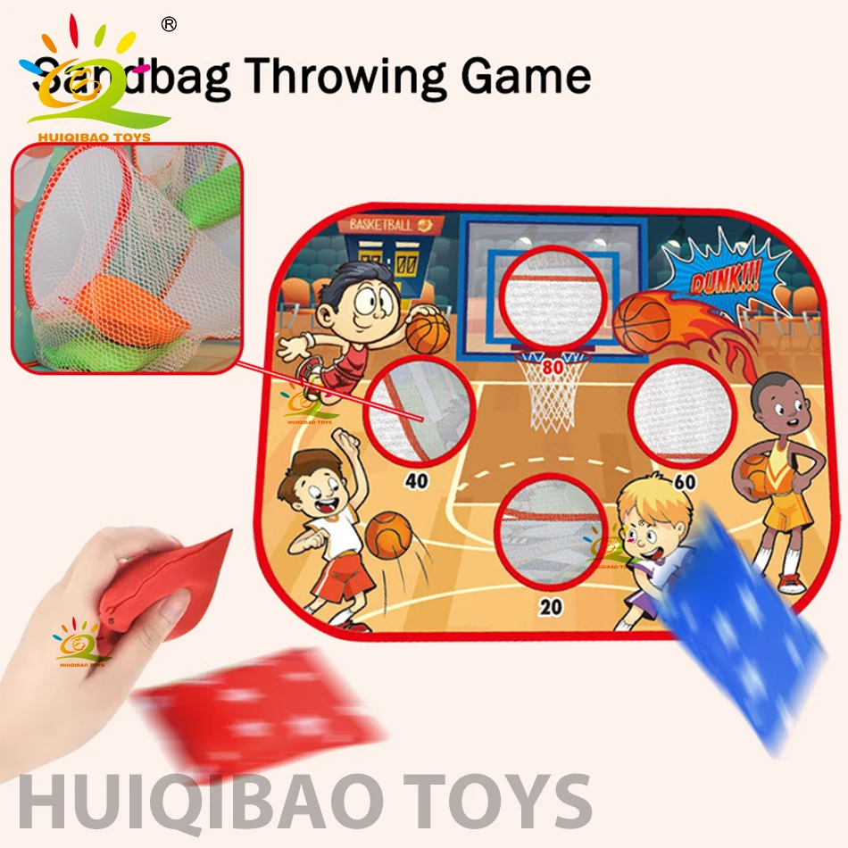 HUIQIBAO Outdoors Party 3IN1 Football Game Rack Big Target Throwing Darts Safe Tossing Throwing Bags Games Toys for Children