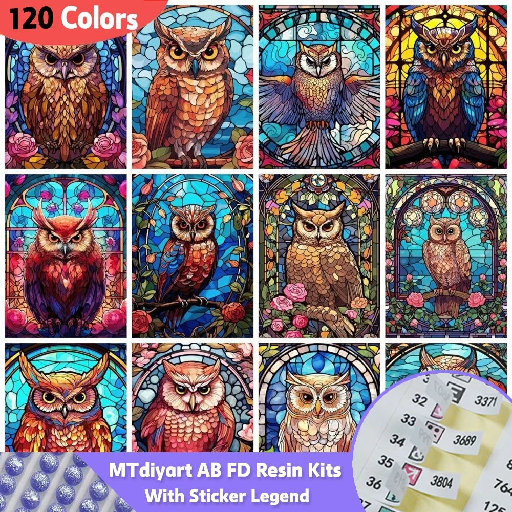 Sowa 120 kolorów AB Fairy Dust Resin Sticky Legend Diamond Painting Mosaic Cartoon Haft Cross Stitch Set Animal Rose Decor