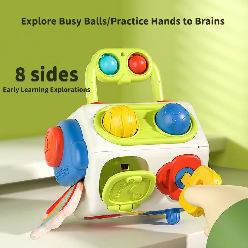 

Montessori Baby Sensory Busy Cube Toys Baby Puzzle Toy Cube Fidget Educational Toy Facilitate Children Brain Develop Toys Gift