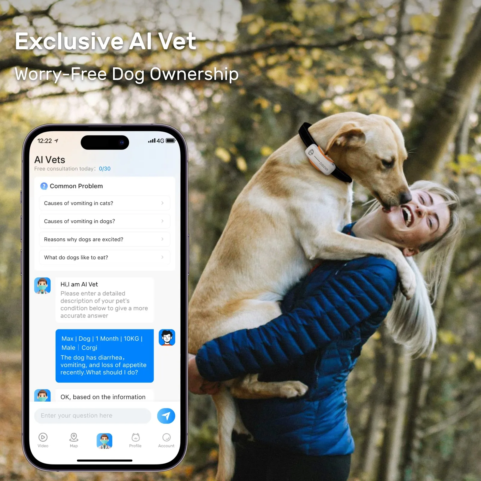 GPS Tracker for Dogs Waterproof Pet Location Smart Activity Tracker Real-time Tracking fit for Any Collar Android iOS Universal 4