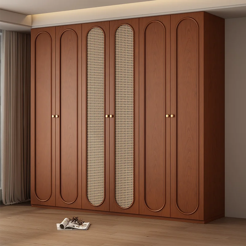 

Bedroom Orgnizer Rattan Wardrobe Wooden Luxury Drawers Clothes Storage Wardrobe Open Cabinets Armario De Ropa Bedroom Furniture